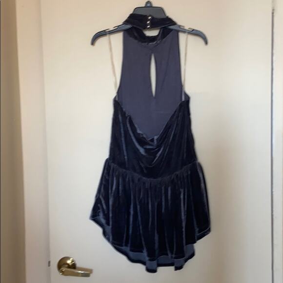 Grey Velvet Tart Cutout Short Mini Dress New Halter Sleeveless Small Backless - Picture 4 of 6